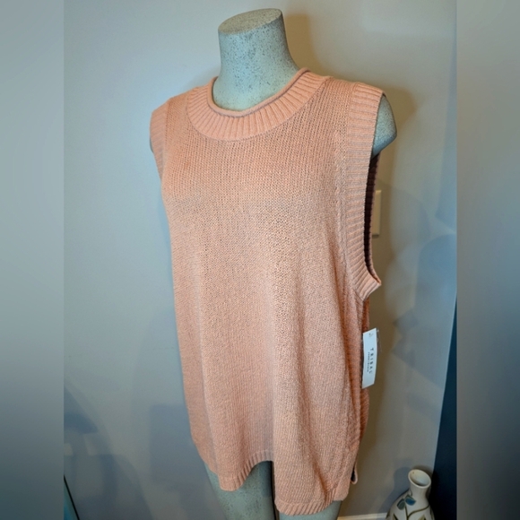 Tribal Sleeveless Cotton Round Neck Sweater Split Hem Coral/Clay Sz 3x NWT - Picture 10 of 17